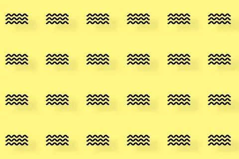 Pattern of black geometric shapes in retro, memphis 80s 90s style. Zigzag Stock Illustration