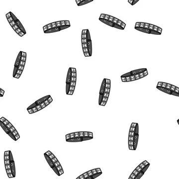 Pattern Black leather studded bracelet for punk fashion Stock Illustration