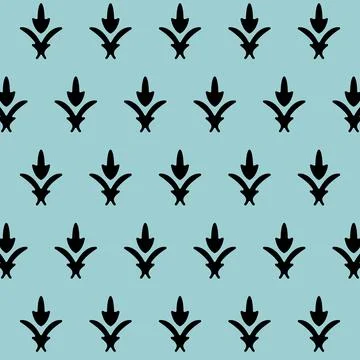 A pattern of black leaves on a blue background Stock Illustration