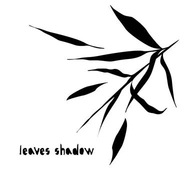 Pattern with black leaves silhouette shadow isolated on Illustrazione stock