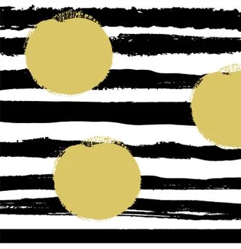 Pattern with black lines and beige dots on white background. Modern illustrat Stock Illustration