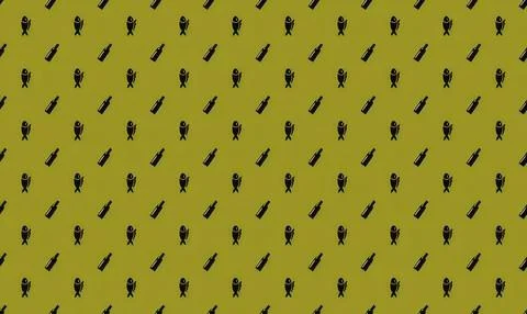 Pattern of black mice and knives on yellow background Stock Illustration