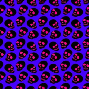 Pattern of a black skull on a blue background イラスト素材