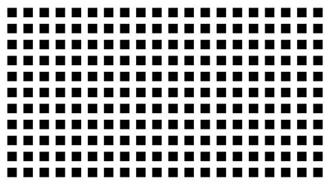 Pattern of black squares evenly distributed in a grid on white background Illustrazione stock