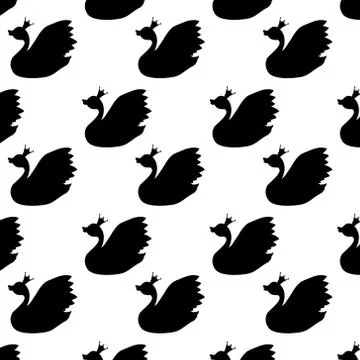 A pattern with a black swan silhouette Stock Illustration