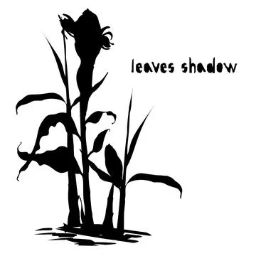Pattern with black tropical leaves and flowers silhouette Stock Illustration
