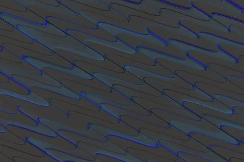 Pattern of black twisted extruded shapes with blue glowing lines Illustrazione stock