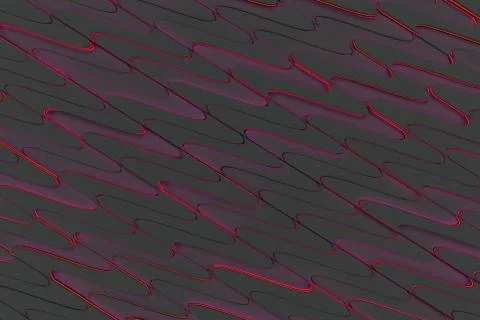 Pattern of black twisted extruded shapes with red glowing lines Stock Illustration