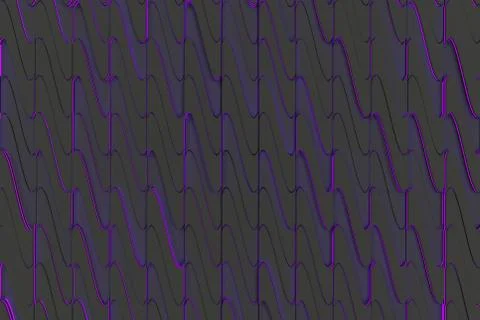 Pattern of black twisted extruded shapes with violet glowing lines 스톡 일러스트