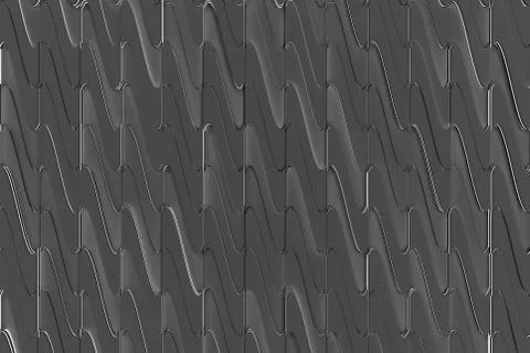 Pattern of black twisted extruded shapes with white glowing lines Stock Illustration