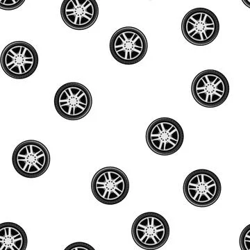 Pattern black wheel car cartoon vector Stock Illustration