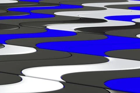 Pattern of black, white and blue twisted extruded shapes 스톡 일러스트