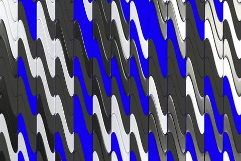 Pattern of black, white and blue twisted extruded shapes 스톡 일러스트