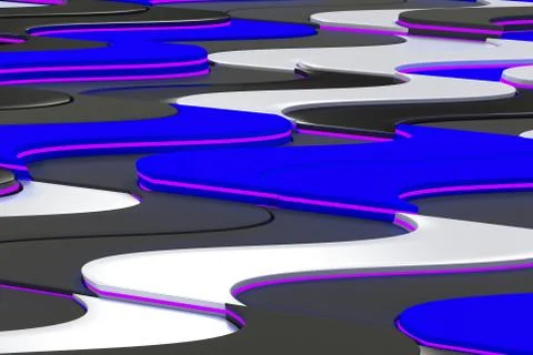 Pattern of black, white and blue twisted extruded shapes 스톡 일러스트