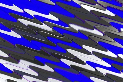 Pattern of black, white and blue twisted extruded shapes イラスト素材