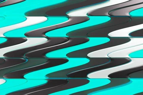 Pattern of black, white and blue twisted extruded shapes 스톡 일러스트