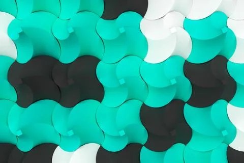 Pattern of black, white and blue twisted pyramid shapes Stock Illustration