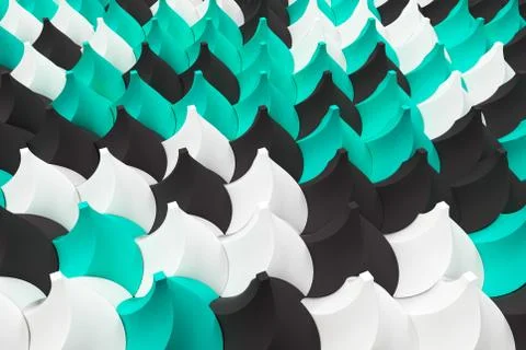 Pattern of black, white and blue twisted pyramid shapes Stock Illustration