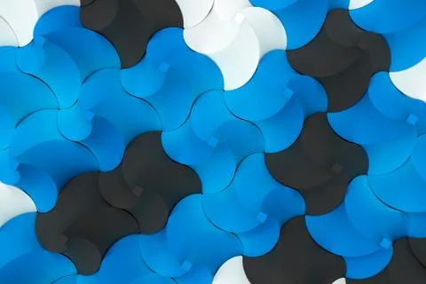 Pattern of black, white and blue twisted pyramid shapes 스톡 일러스트