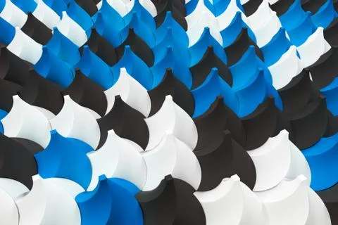Pattern of black, white and blue twisted pyramid shapes 스톡 일러스트