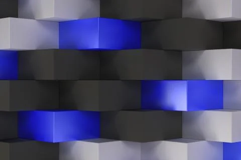 Pattern with black, white and blue rectangular shapes Stock Illustration