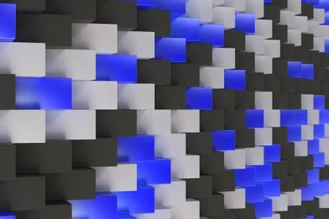 Pattern with black, white and blue rectangular shapes Illustrazione stock