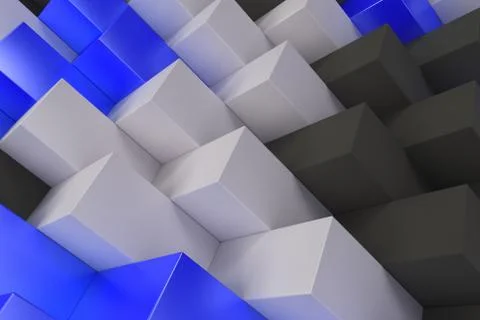 Pattern with black, white and blue rectangular shapes 库存插图