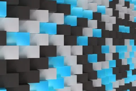 Pattern with black, white and blue rectangular shapes Stock Illustration