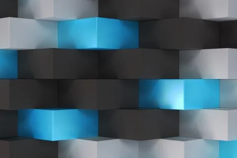 Pattern with black, white and blue rectangular shapes 库存插图