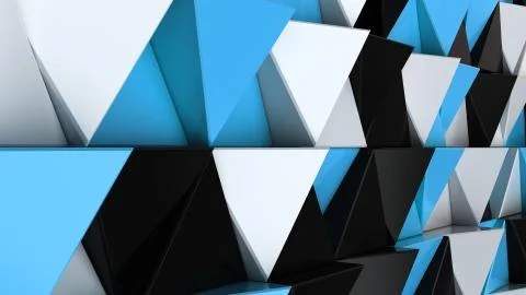 Pattern of black, white and blue triangle prisms Stock Illustration