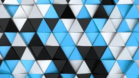 Pattern of black, white and blue triangle prisms Stock Illustration