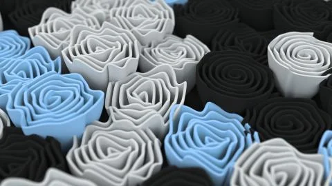 Pattern from black, white and blue flowers Stock Illustration
