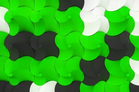 Pattern of black, white and green twisted pyramid shapes 스톡 일러스트