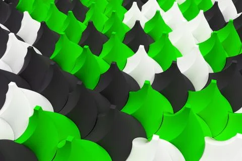 Pattern of black, white and green twisted pyramid shapes 스톡 일러스트