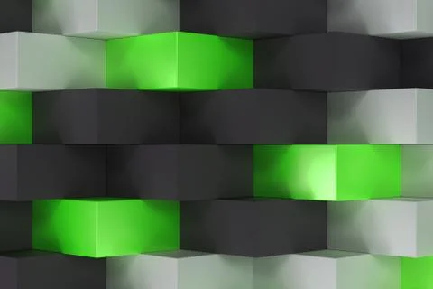 Pattern with black, white and green rectangular shapes Illustrazione stock