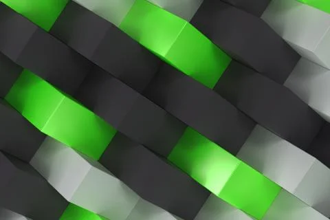 Pattern with black, white and green rectangular shapes Stock Illustration