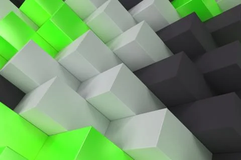 Pattern with black, white and green rectangular shapes Illustrazione stock