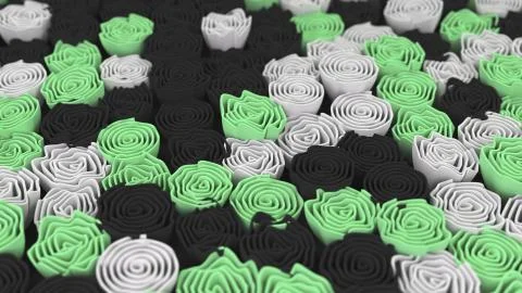 Pattern from black, white and green flowers Stock Illustration