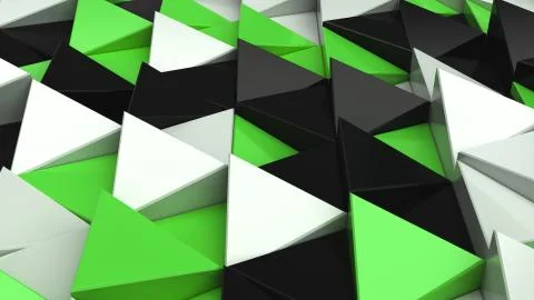 Pattern of black, white and green triangle prisms Stock Illustration