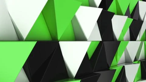 Pattern of black, white and green triangle prisms Stock Illustration