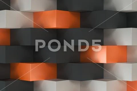 Pattern with black, white and orange rectangular shapes Stock Illustration