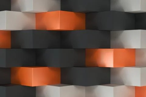 Pattern with black, white and orange rectangular shapes Stock Illustration