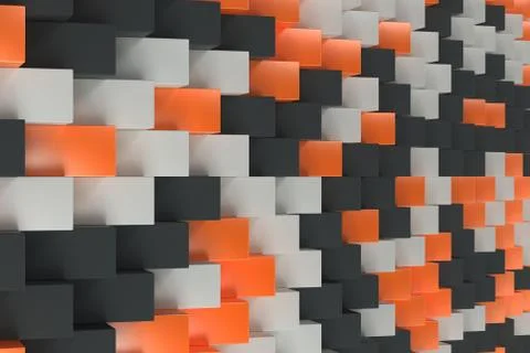 Pattern with black, white and orange rectangular shapes 库存插图