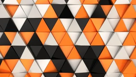 Pattern of black, white and orange triangle prisms Stock Illustration