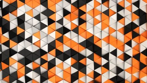 Pattern of black, white and orange triangle prisms Stock Illustration
