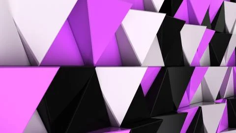 Pattern of black, white and purple triangle prisms Stock Illustration