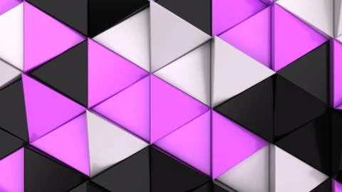 Pattern of black, white and purple triangle prisms Stock Illustration