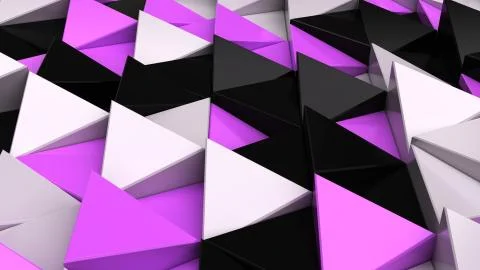 Pattern of black, white and purple triangle prisms Stock Illustration