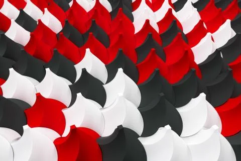 Pattern of black, white and red twisted pyramid shapes 스톡 일러스트