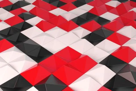 Pattern of black, white and red pyramid shapes Stock Illustration